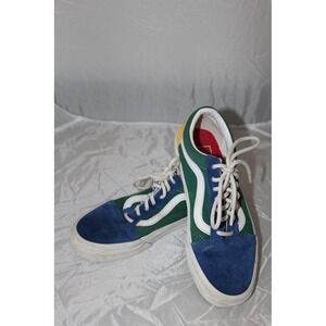 Vans Old Skool Suede Multi Color Block Blue Green Yellow Sneakers Women's 7